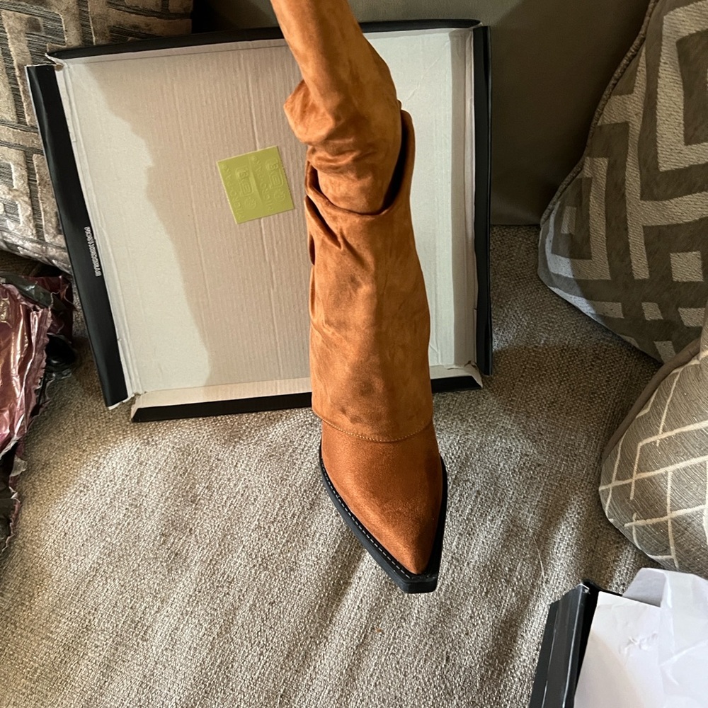 PrettyLittleThing Brown Over the Knee Boots
